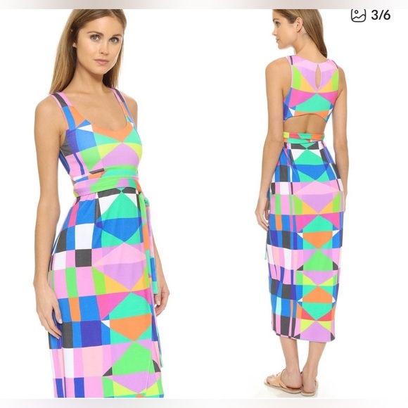 Mara Hoffman Dresses & Skirts - Mara Hoffman Geometric Rainbow Cut Out Midi Dress - Size Small